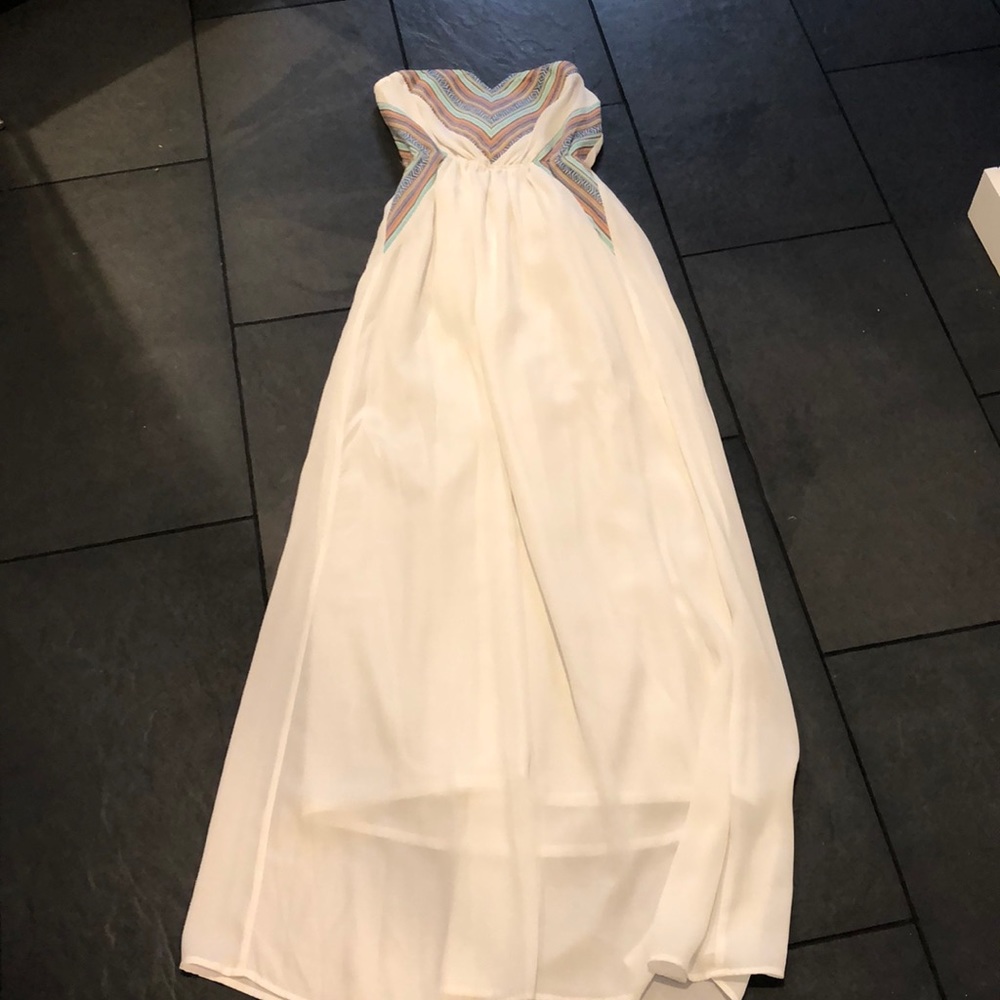 White strapless maxi dress